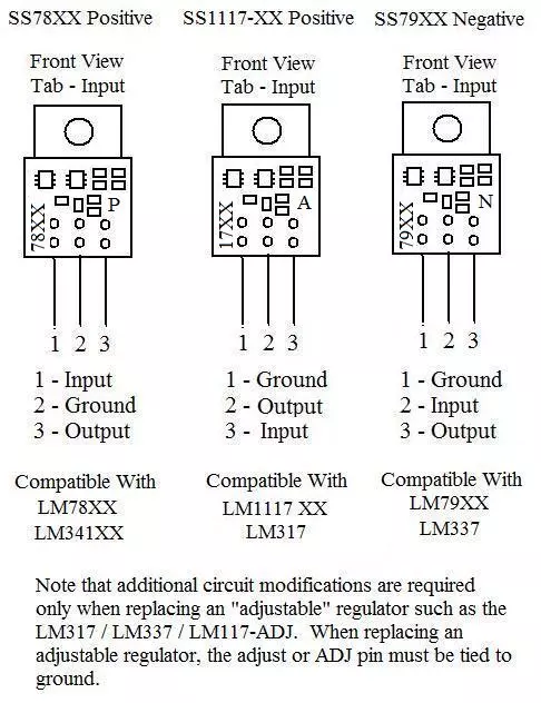 pinout discrete voltage regulators audio power supply