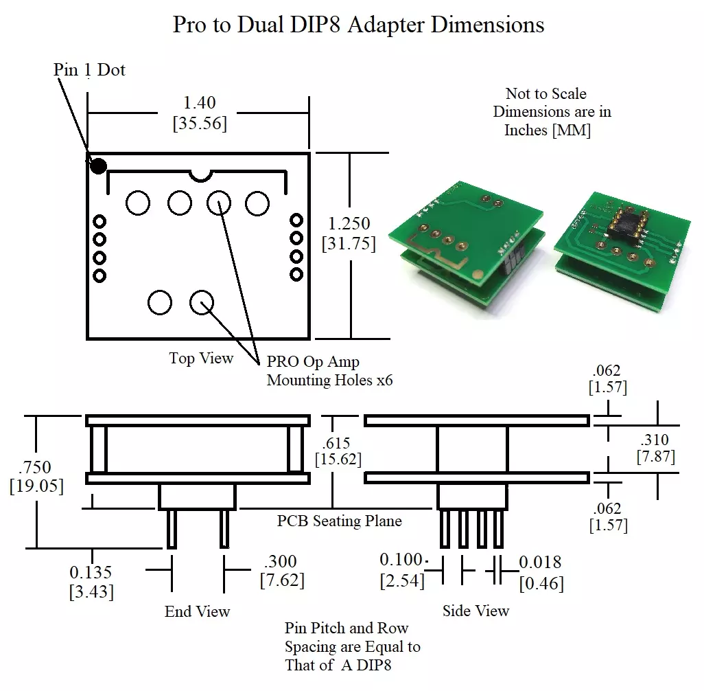 PRO to Dual DIP8 op amp adapter- Sparkos Labs, Inc.