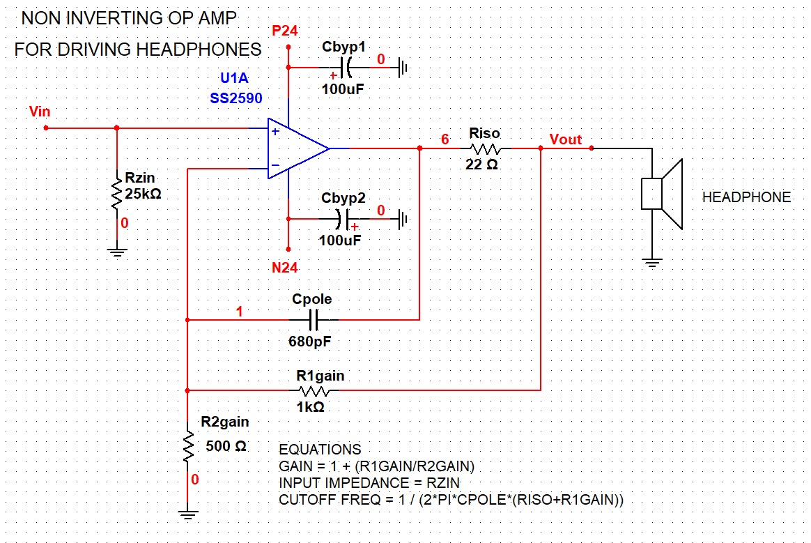 Headphone amplifier circuit using the SS2590